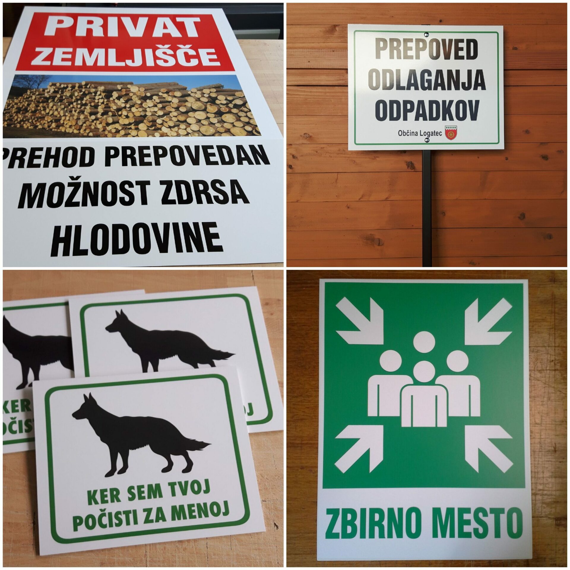Opozorilna tabla zbirno mesto