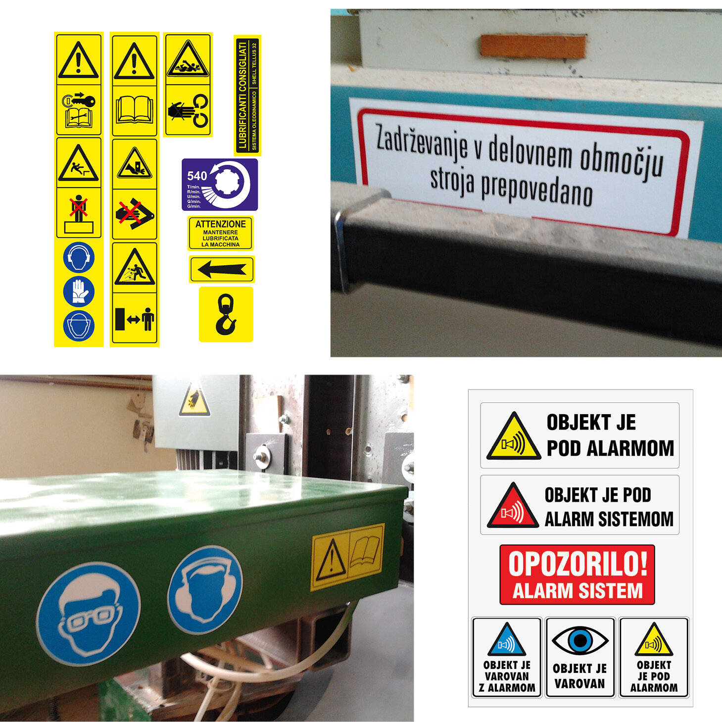Opozorilne nalepke za stroje